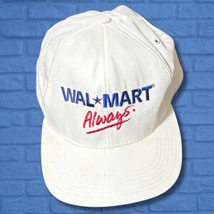Vintage Walmart Always Snapback Hat White Made USA Promotional Cap Sam Walton